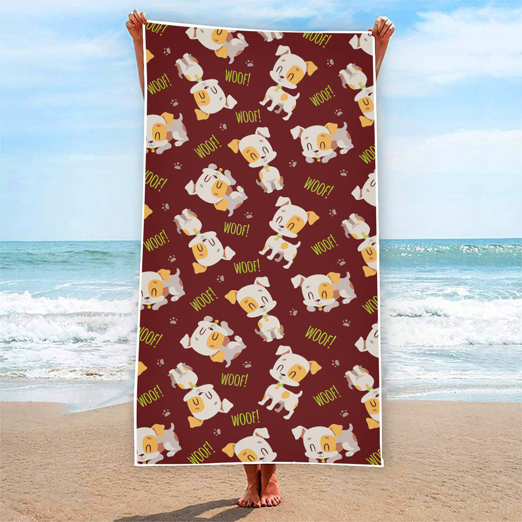 Happy Jack Russell Terrier Pattern Print Beach Towel