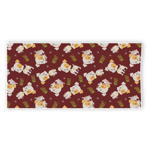 Happy Jack Russell Terrier Pattern Print Beach Towel