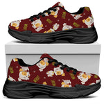 Happy Jack Russell Terrier Pattern Print Black Chunky Shoes