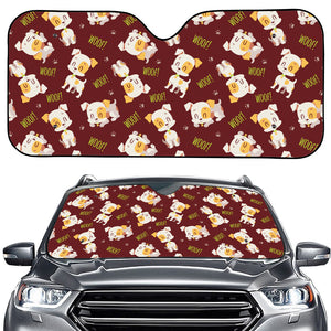 Happy Jack Russell Terrier Pattern Print Car Windshield Sun Shade