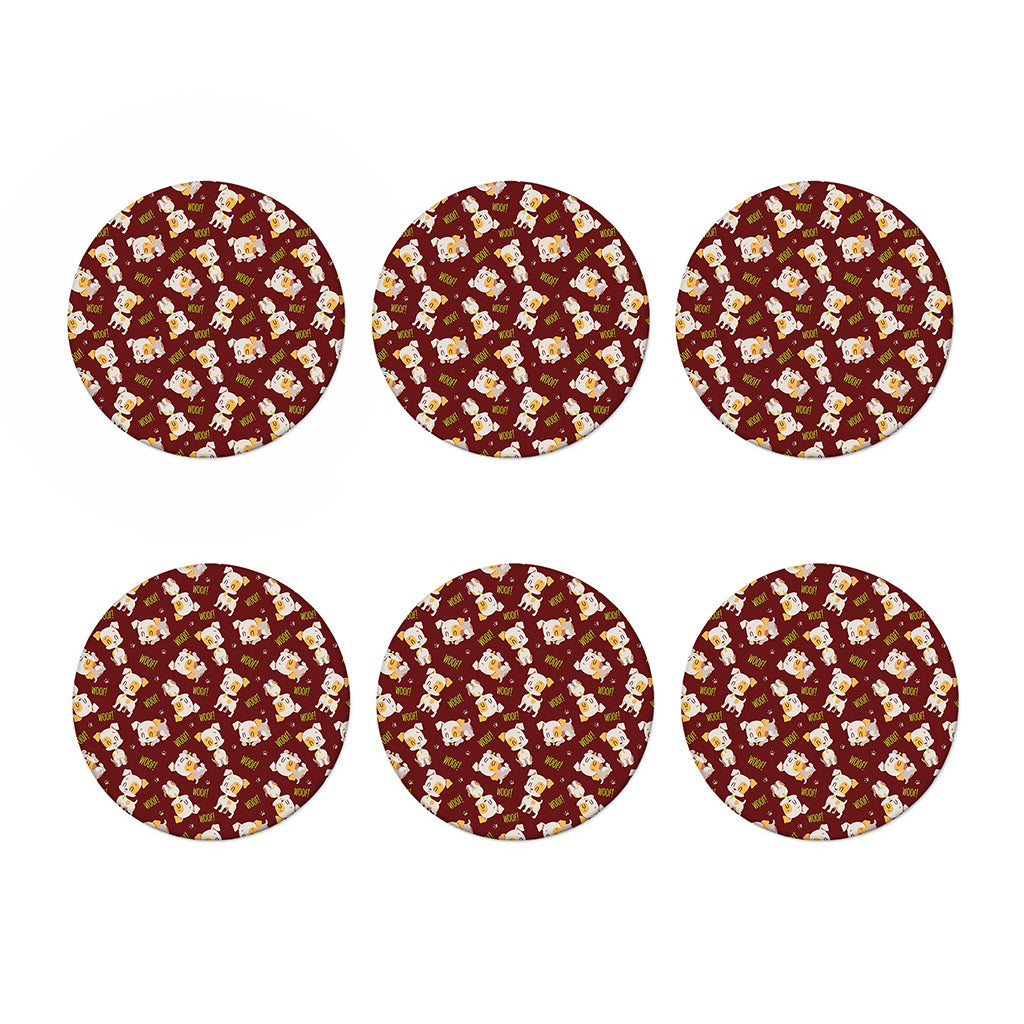 Happy Jack Russell Terrier Pattern Print Coaster Set
