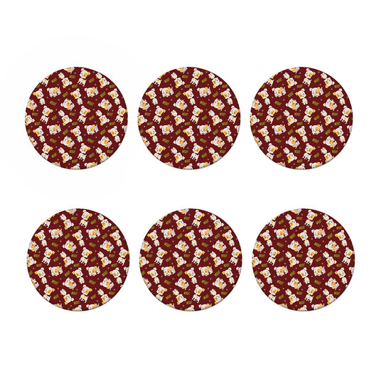 Happy Jack Russell Terrier Pattern Print Coaster Set