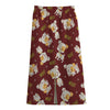 Happy Jack Russell Terrier Pattern Print Cotton Front Slit Maxi Skirt