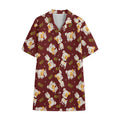 Happy Jack Russell Terrier Pattern Print Cotton Hawaiian Shirt