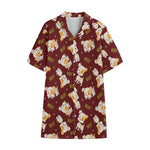 Happy Jack Russell Terrier Pattern Print Cotton Hawaiian Shirt