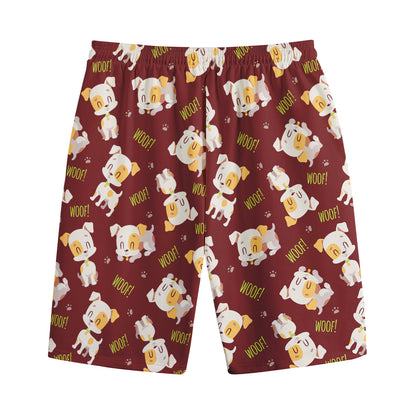 Happy Jack Russell Terrier Pattern Print Cotton Shorts