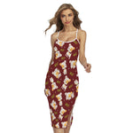 Happy Jack Russell Terrier Pattern Print Cross Back Cami Dress