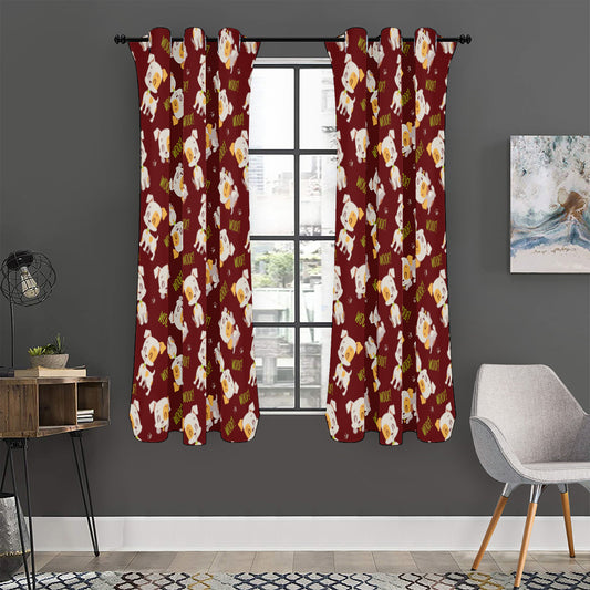 Happy Jack Russell Terrier Pattern Print Curtain
