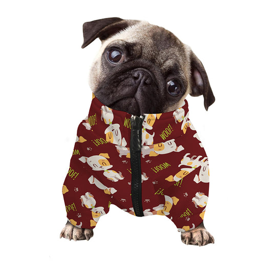 Happy Jack Russell Terrier Pattern Print Dog Zip Up Jacket