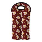 Happy Jack Russell Terrier Pattern Print Double Neoprene Wine Tote