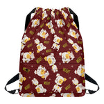 Happy Jack Russell Terrier Pattern Print Drawstring Backpack