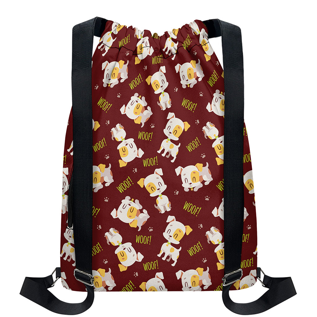 Happy Jack Russell Terrier Pattern Print Drawstring Backpack
