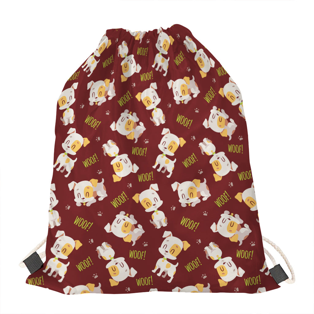 Happy Jack Russell Terrier Pattern Print Drawstring Bag