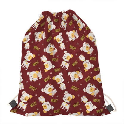 Happy Jack Russell Terrier Pattern Print Drawstring Bag