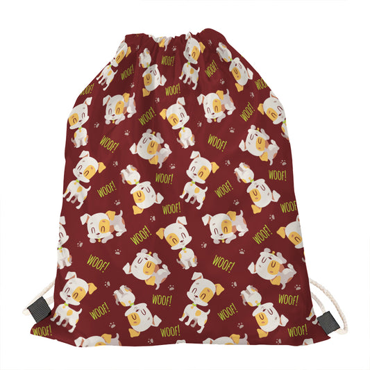 Happy Jack Russell Terrier Pattern Print Drawstring Bag