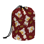 Happy Jack Russell Terrier Pattern Print Drawstring Makeup Bag