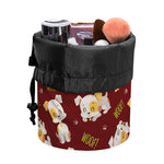 Happy Jack Russell Terrier Pattern Print Drawstring Makeup Bag