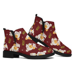 Happy Jack Russell Terrier Pattern Print Flat Ankle Boots