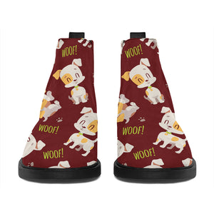 Happy Jack Russell Terrier Pattern Print Flat Ankle Boots