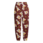 Happy Jack Russell Terrier Pattern Print Fleece Lined Knit Pants