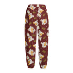 Happy Jack Russell Terrier Pattern Print Fleece Lined Knit Pants