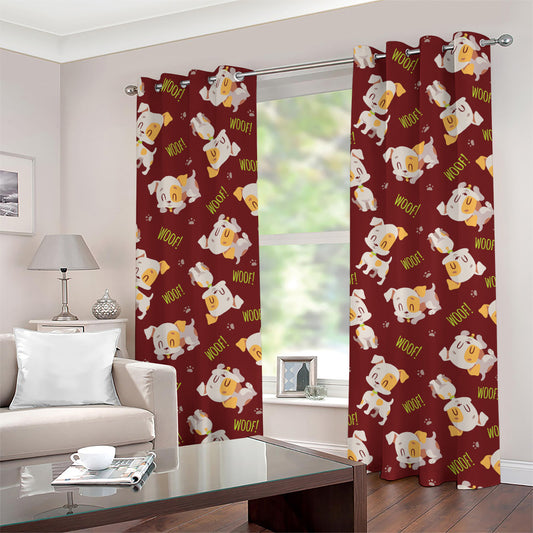 Happy Jack Russell Terrier Pattern Print Grommet Curtains