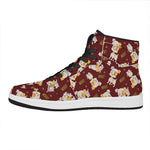 Happy Jack Russell Terrier Pattern Print High Top Leather Sneakers