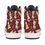 Happy Jack Russell Terrier Pattern Print High Top Leather Sneakers