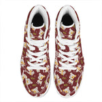 Happy Jack Russell Terrier Pattern Print High Top Leather Sneakers