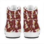 Happy Jack Russell Terrier Pattern Print High Top Leather Sneakers