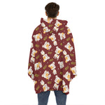 Happy Jack Russell Terrier Pattern Print Hoodie Blanket