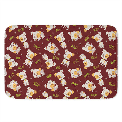 Happy Jack Russell Terrier Pattern Print Indoor Door Mat