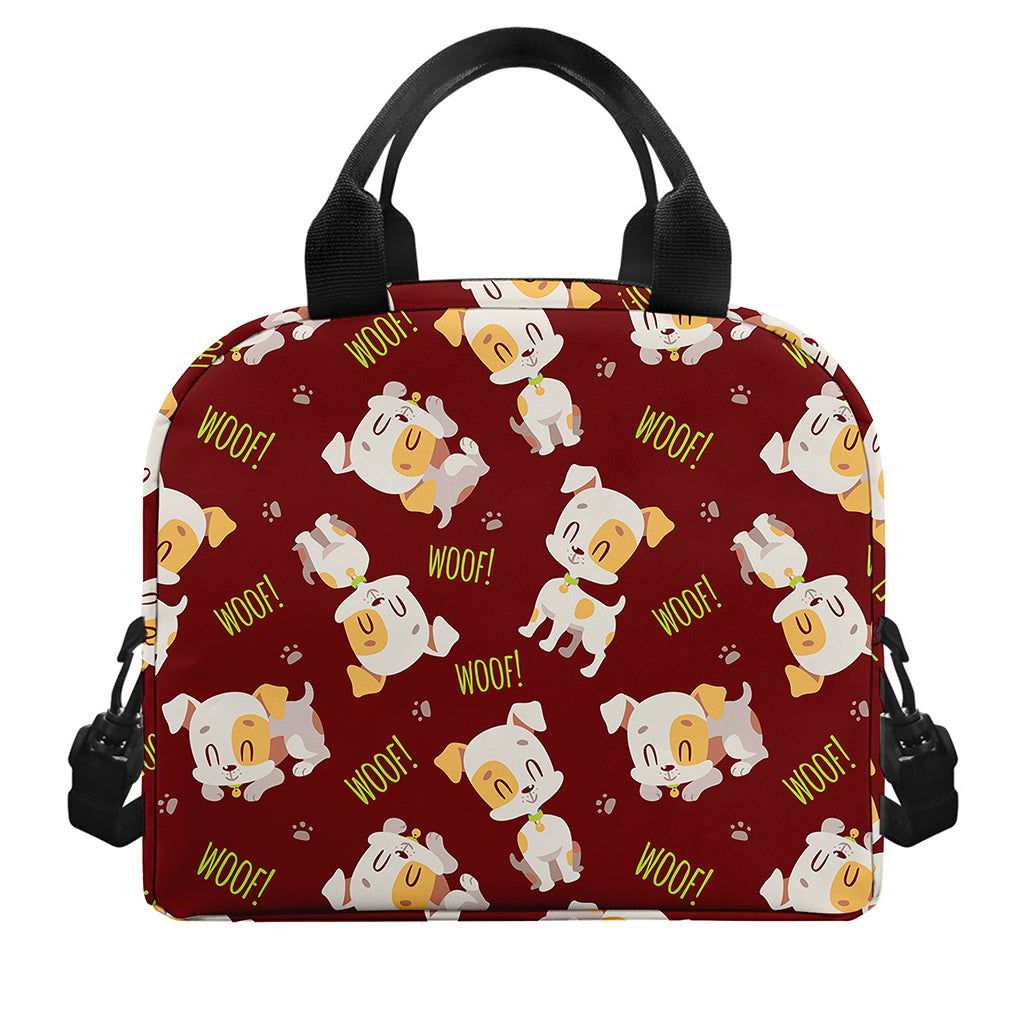 Happy Jack Russell Terrier Pattern Print Insulated Lunch Bag