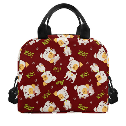 Happy Jack Russell Terrier Pattern Print Insulated Lunch Bag
