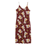 Happy Jack Russell Terrier Pattern Print Jersey Midi Cami Dress