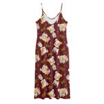 Happy Jack Russell Terrier Pattern Print Jersey Midi Cami Dress