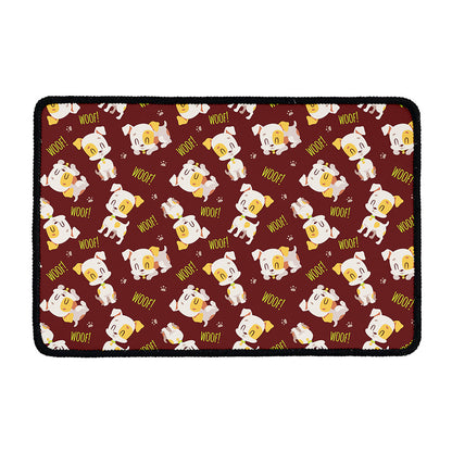 Happy Jack Russell Terrier Pattern Print Kitchen Mat
