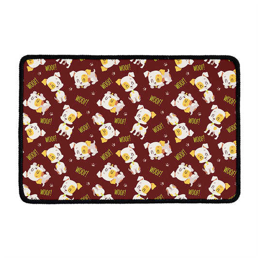 Happy Jack Russell Terrier Pattern Print Kitchen Mat