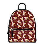 Happy Jack Russell Terrier Pattern Print Leather Backpack