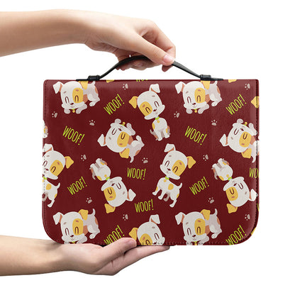 Happy Jack Russell Terrier Pattern Print Leather Bible Cover