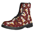 Happy Jack Russell Terrier Pattern Print Lace-Up Boots