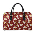Happy Jack Russell Terrier Pattern Print Leather Duffel Bag