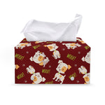 Happy Jack Russell Terrier Pattern Print Leather Tissue Box Cover