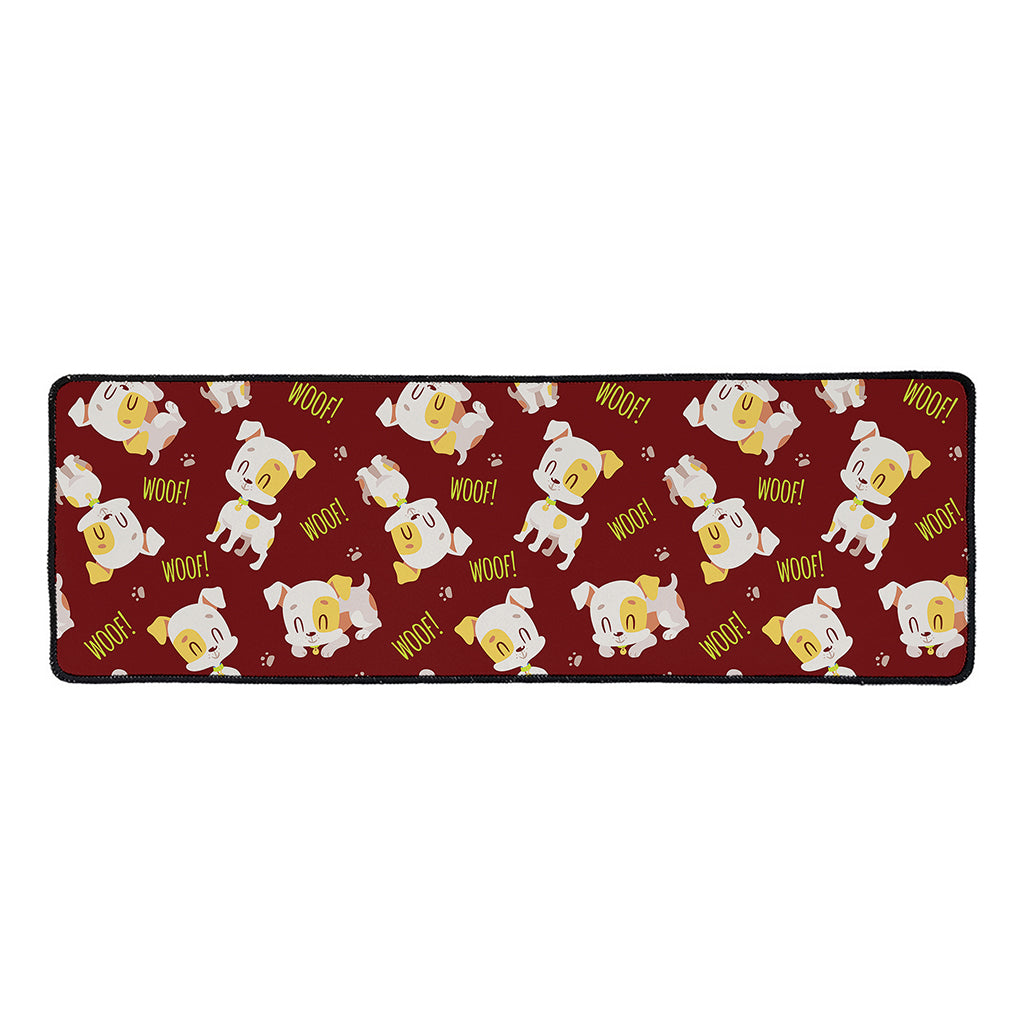 Happy Jack Russell Terrier Pattern Print Long Kitchen Mat