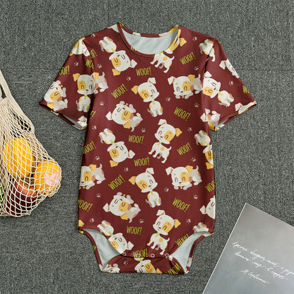 Happy Jack Russell Terrier Pattern Print Men's Bodysuit