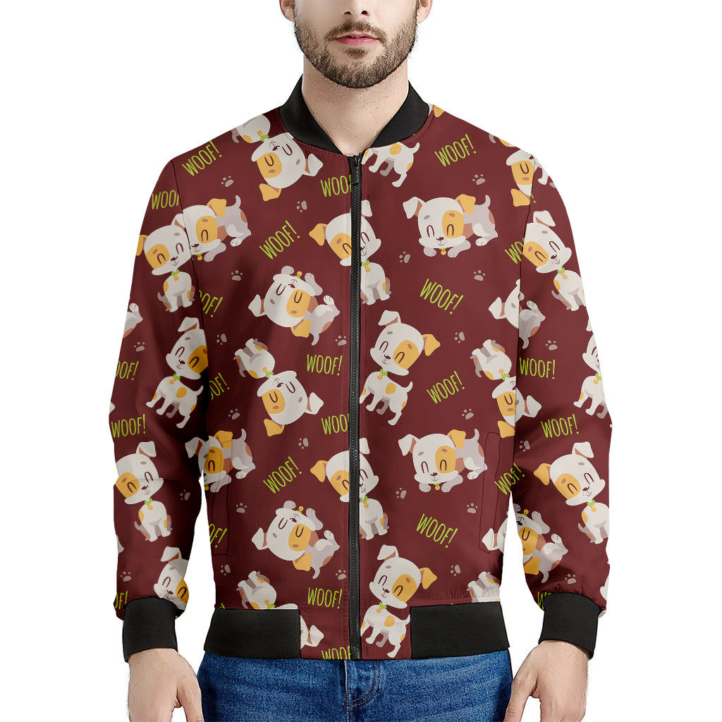 Happy Jack Russell Terrier Pattern Print Men's Bomber Jacket