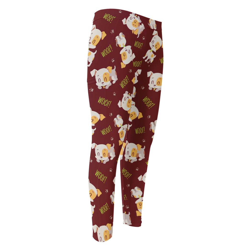 Happy Jack Russell Terrier Pattern Print Men's Compression Pants