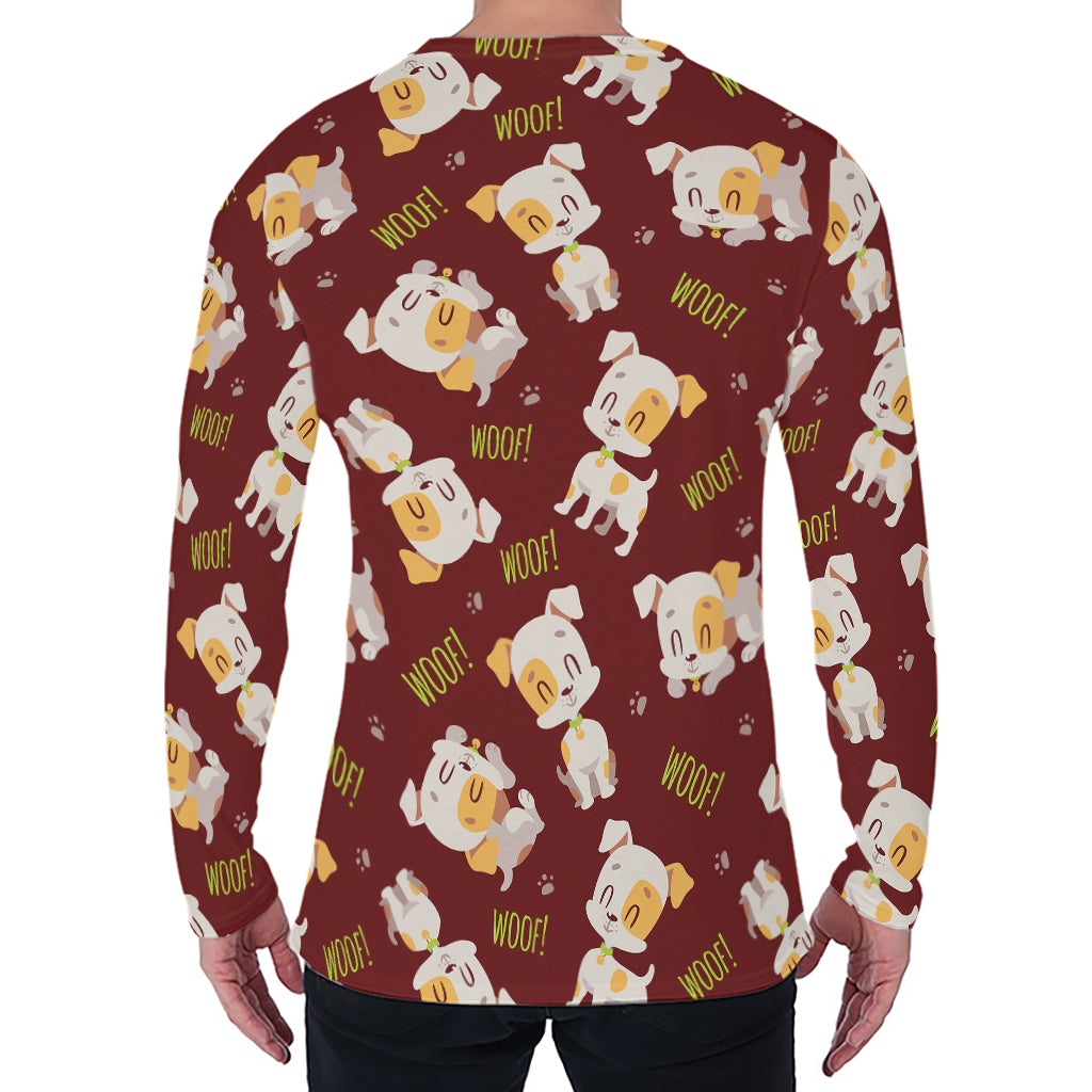 Happy Jack Russell Terrier Pattern Print Men's Long Sleeve T-Shirt