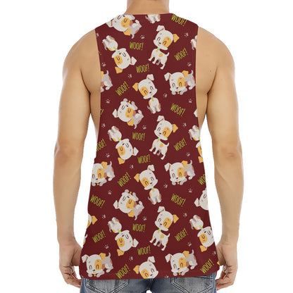 Happy Jack Russell Terrier Pattern Print Men's Muscle Tank Top