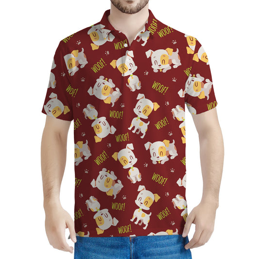 Happy Jack Russell Terrier Pattern Print Men's Polo Shirt